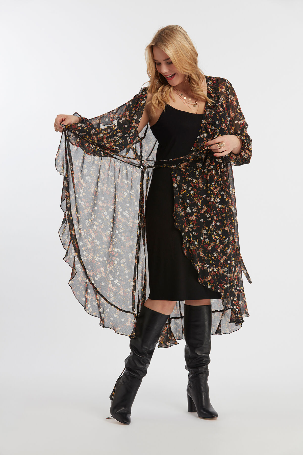 Robe cache-c&oelig;ur &agrave; imprim&eacute; floral image number 4