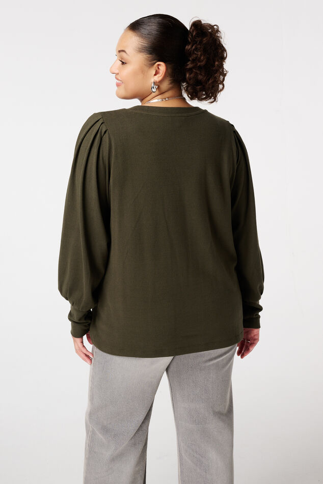 Pull finement tricoté à manches bouffantes image number 3