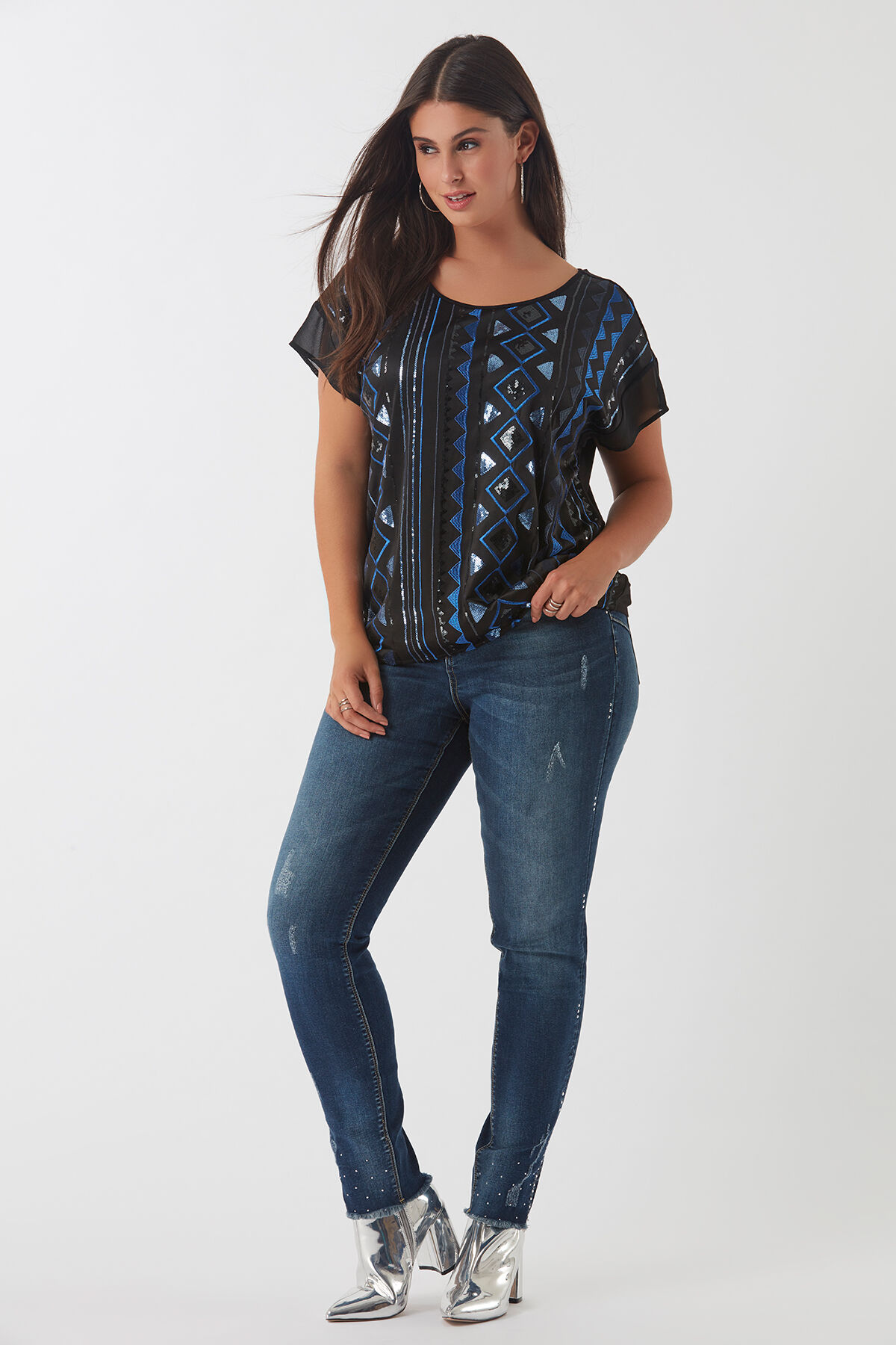 Jean PUSH UP avec strass image number 4