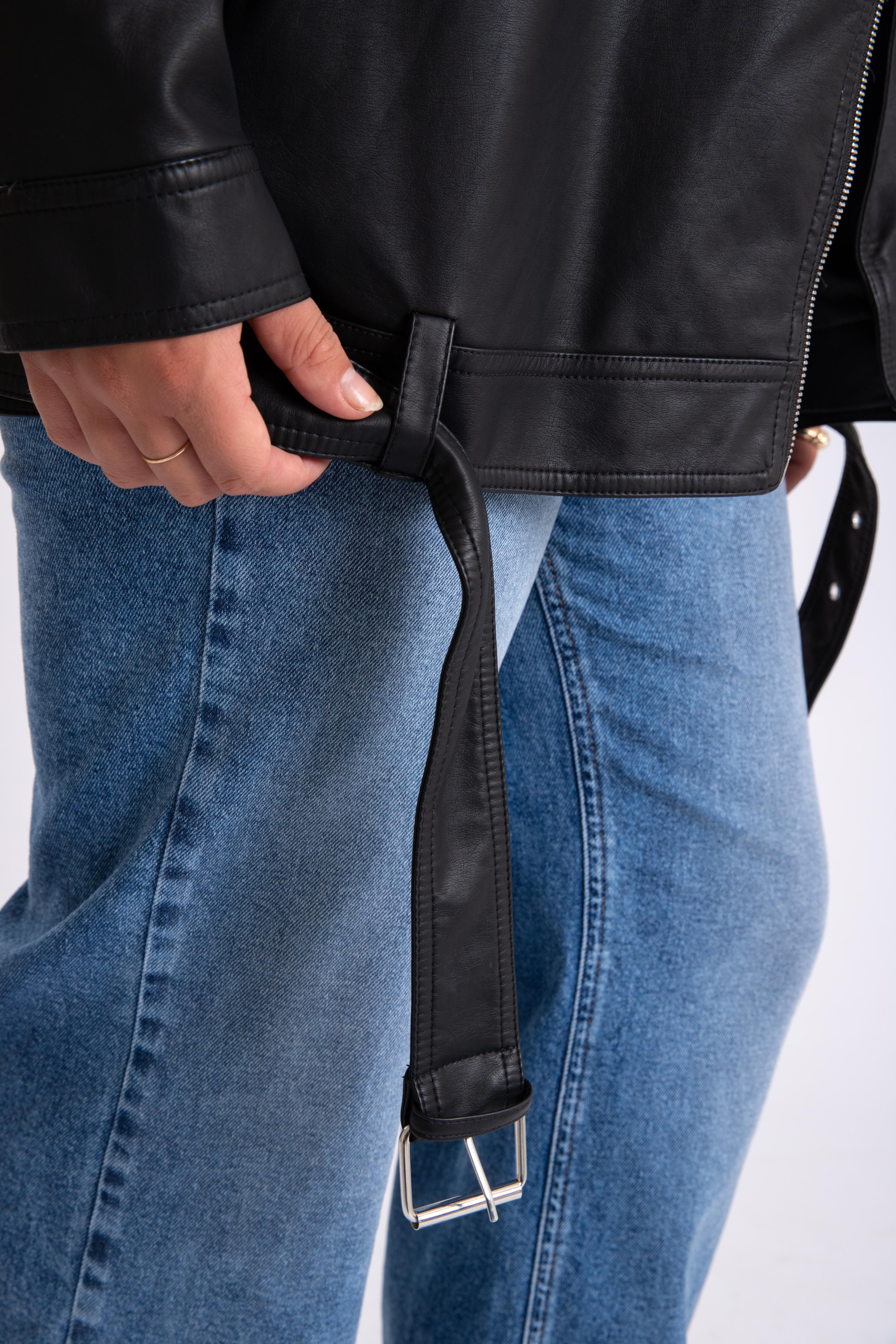 Veste motard oversize en simili cuir image number 5