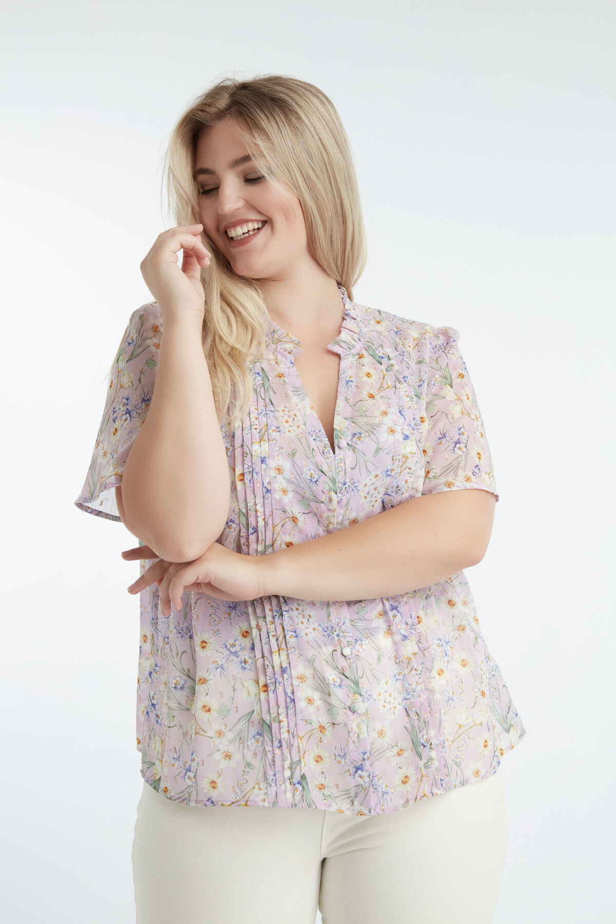 Chemisier avec imprim&eacute; floral et d&eacute;tails en lurex image number 5