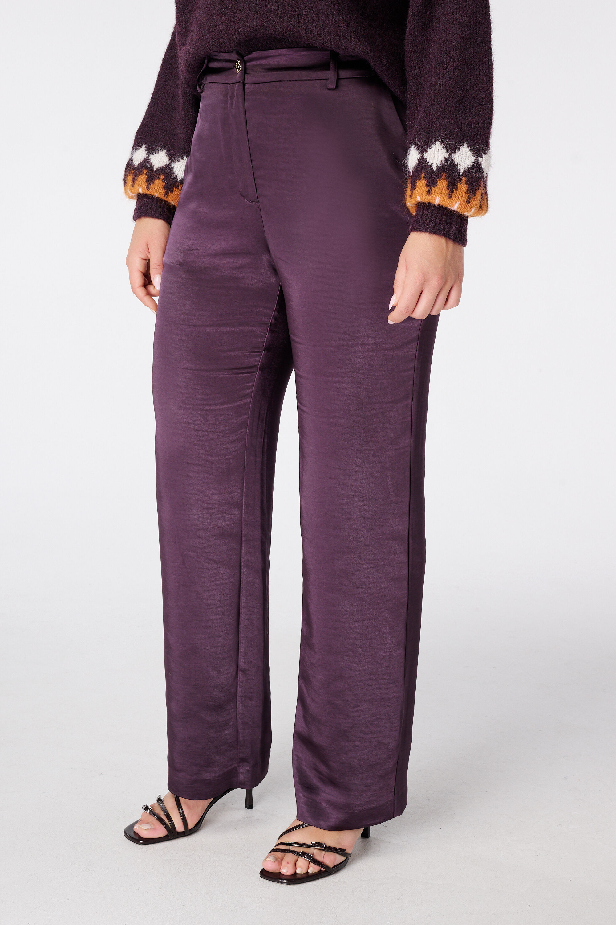 Pantalon aspect satin&eacute; image number 5