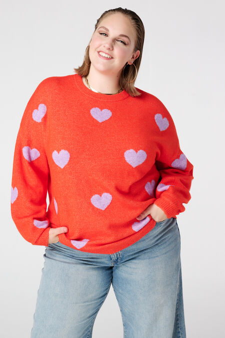 Pull fin à motif cœur Pull fin à motif cœur