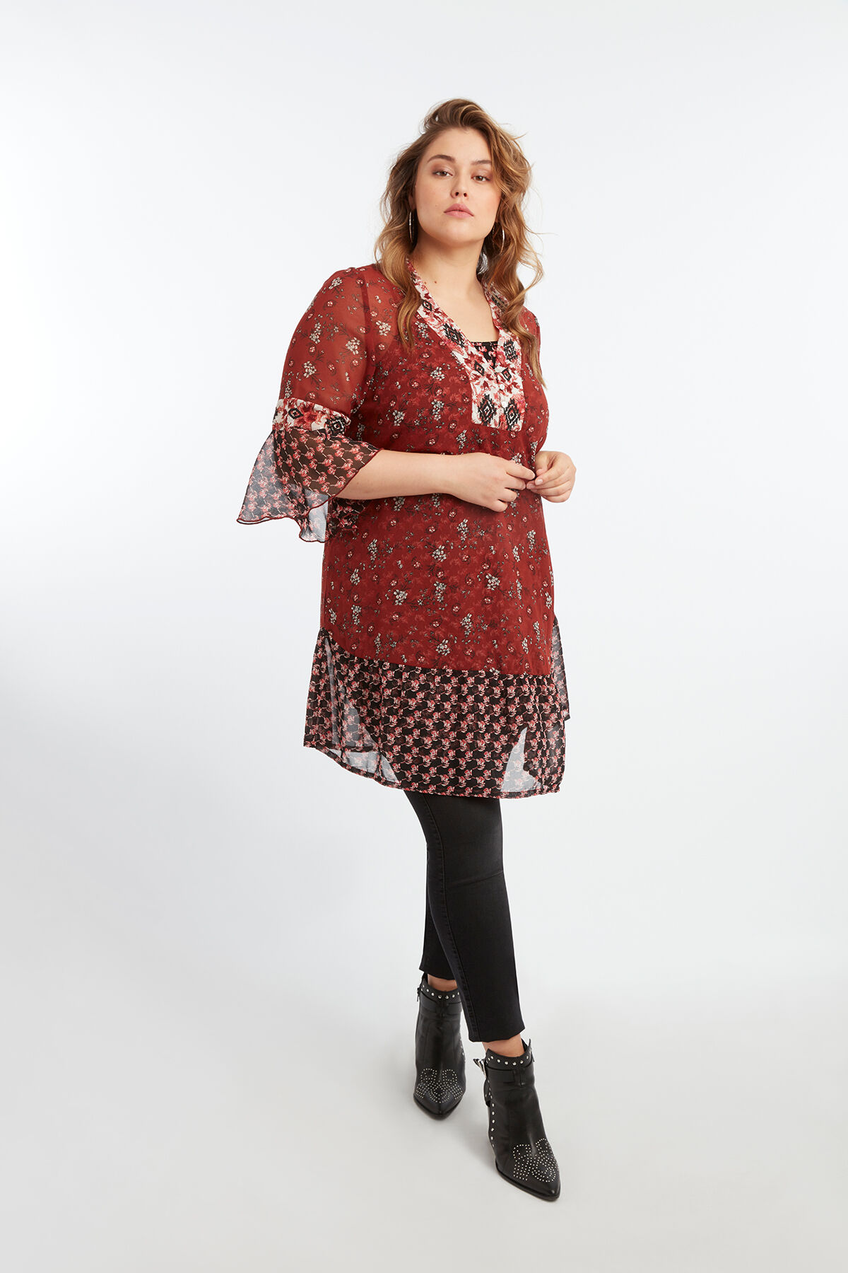 Robe tunique &agrave; imprim&eacute; floral image number 4