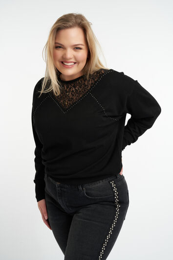 Pull d&eacute;cor&eacute; en dentelle