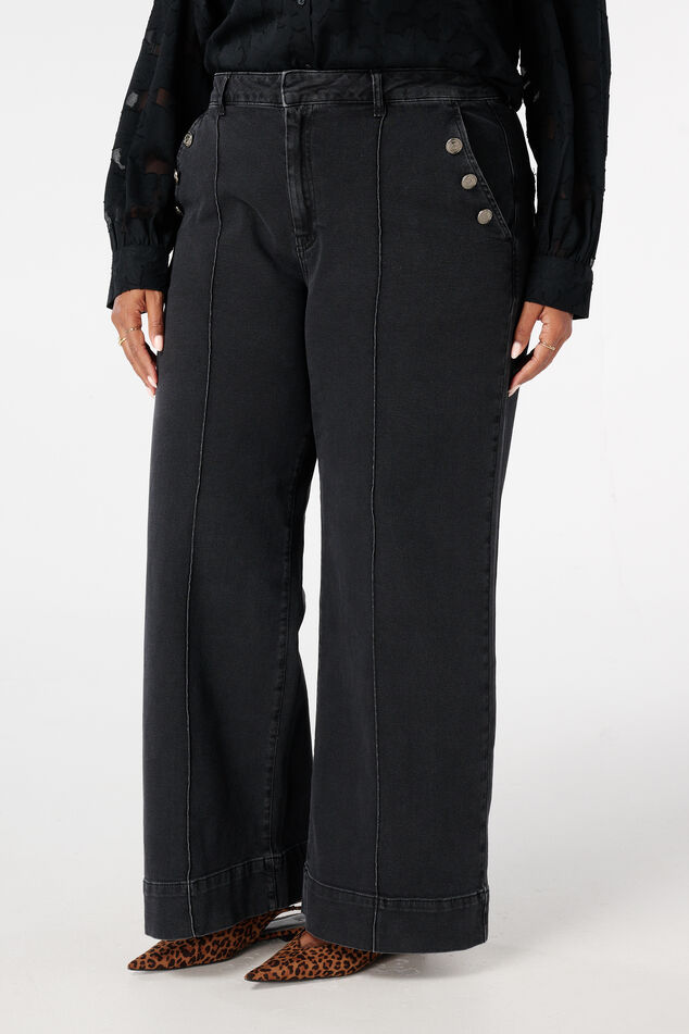 Jean à jambes larges avec boutons décoratifs image number 5