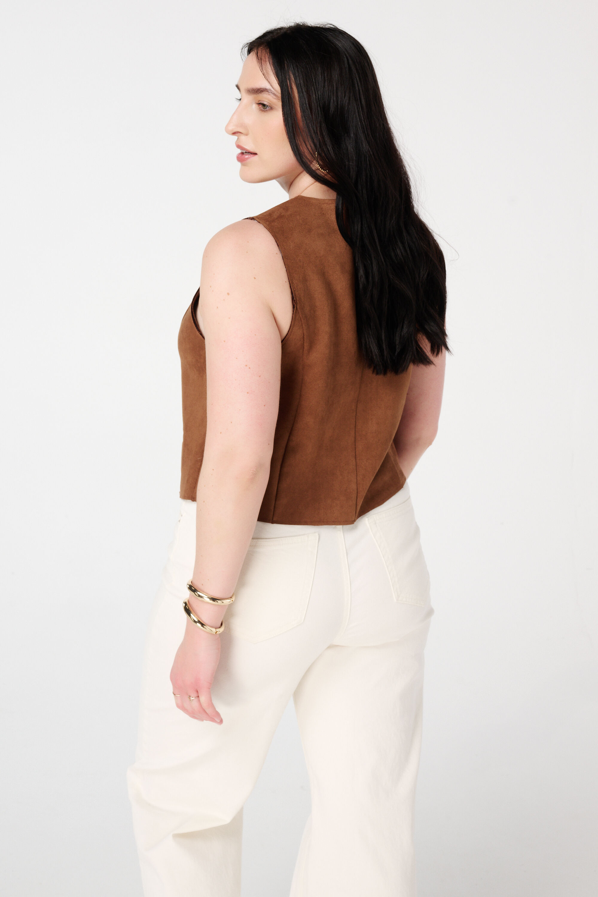 Gilet en su&eacute;dine avec fermeture &agrave; boutons image number 3