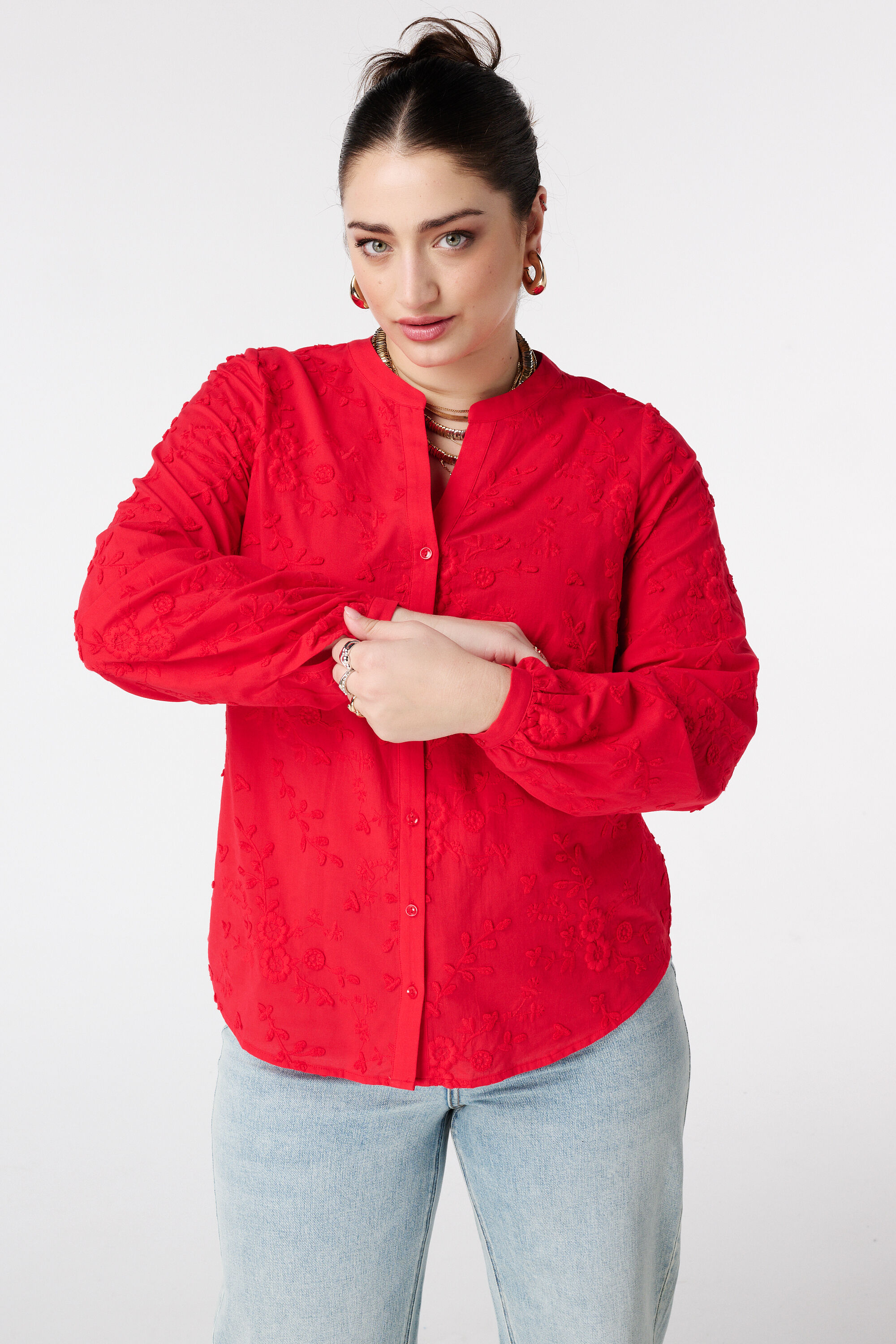 Blouse &agrave; imprim&eacute; fleuri 3D