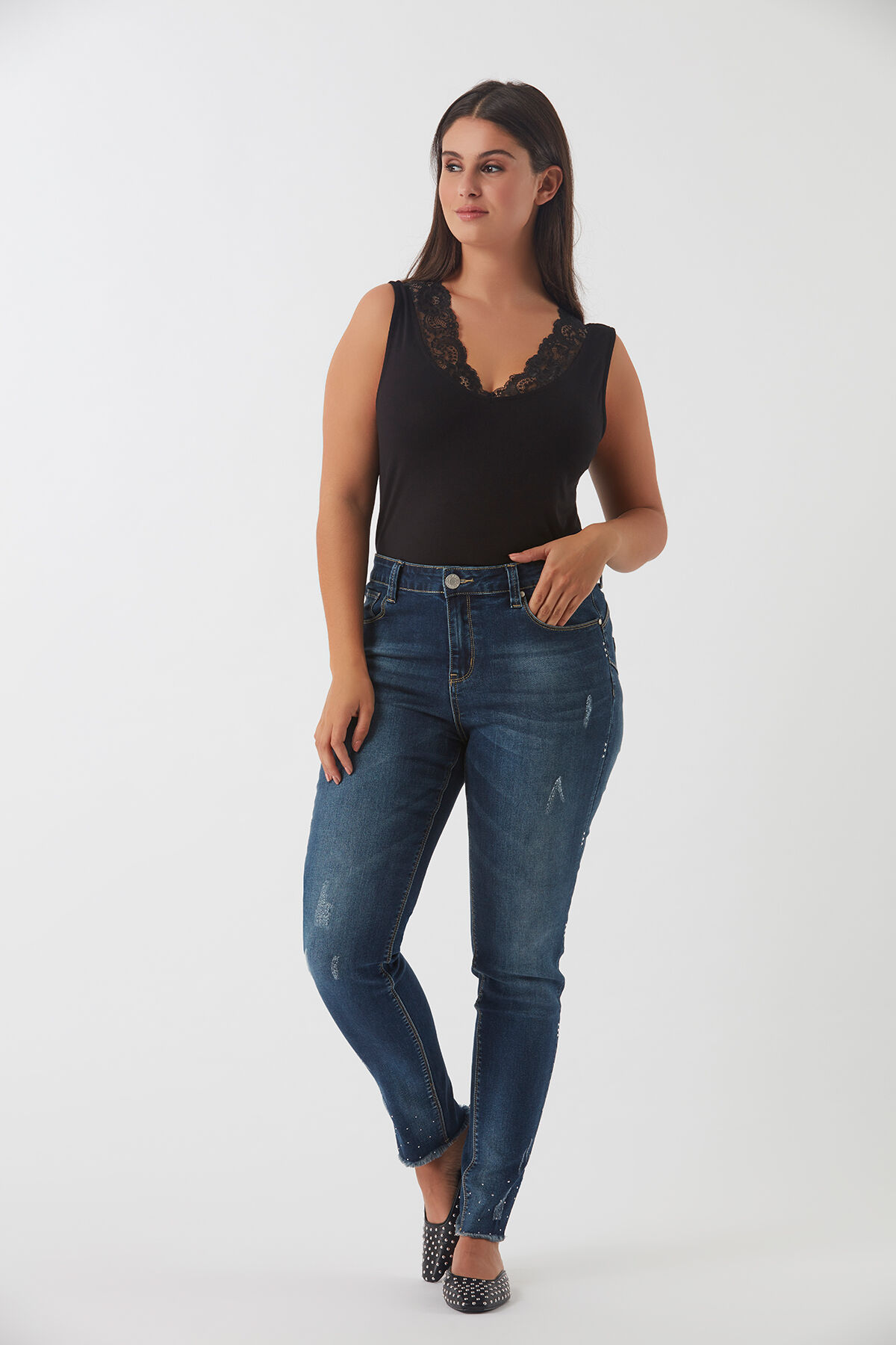 Jean PUSH UP avec strass image number 5