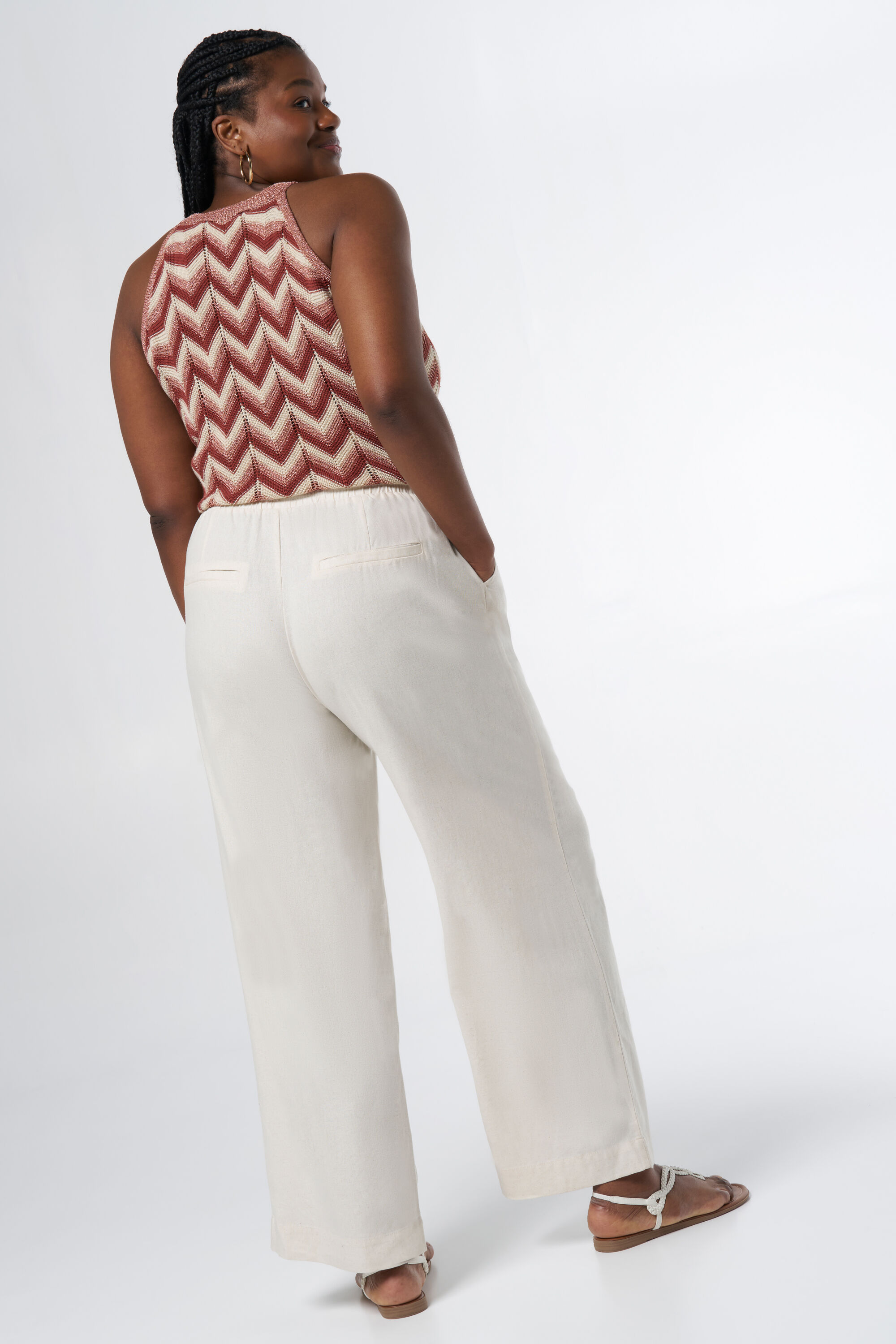 Pantalon en lin, avec taille extensible image number 3