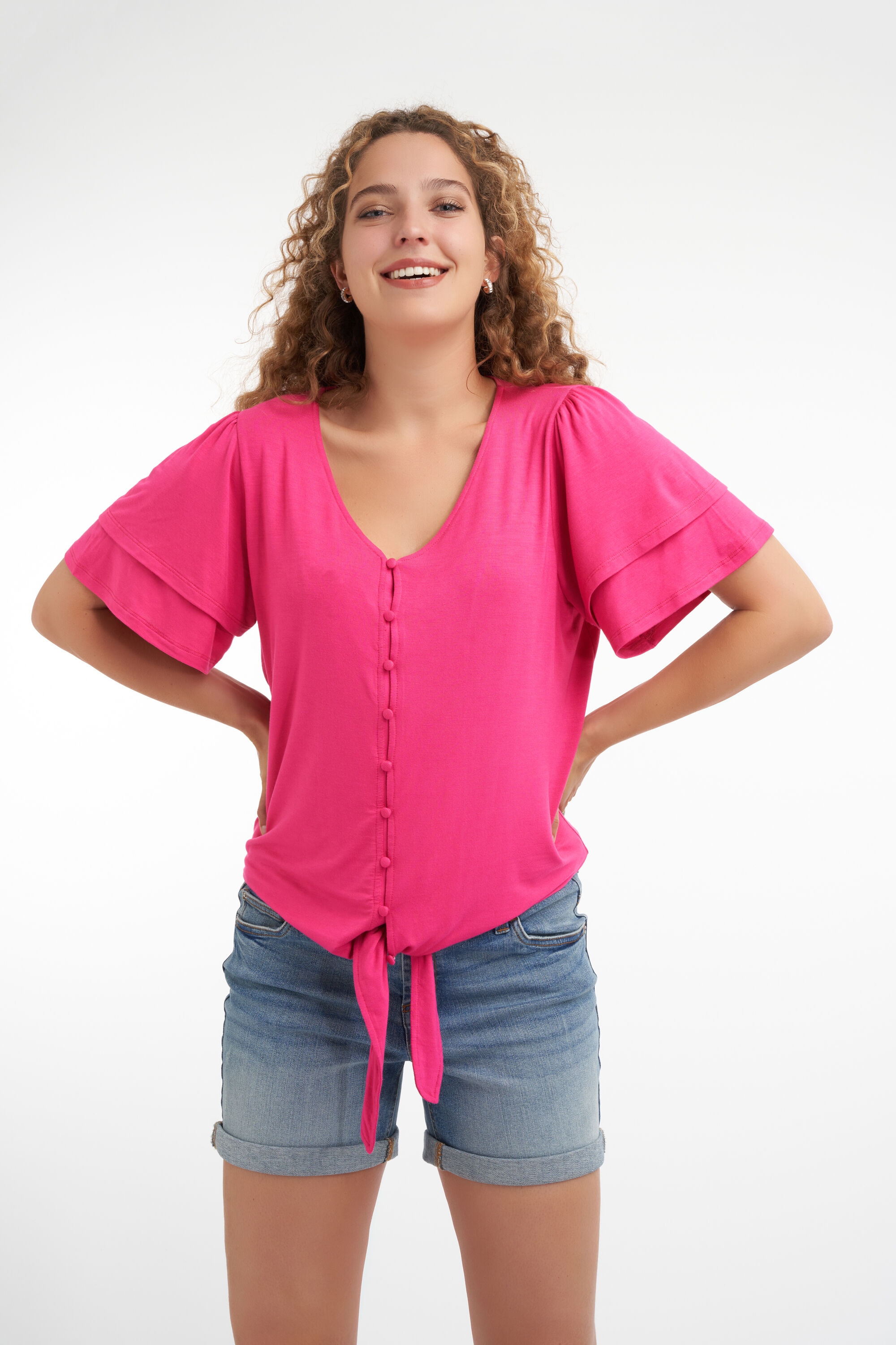 Haut &agrave; volants et &agrave; imprim&eacute; 