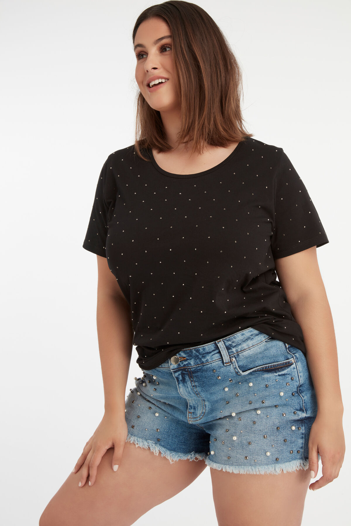 Short en denim avec clous image number 6