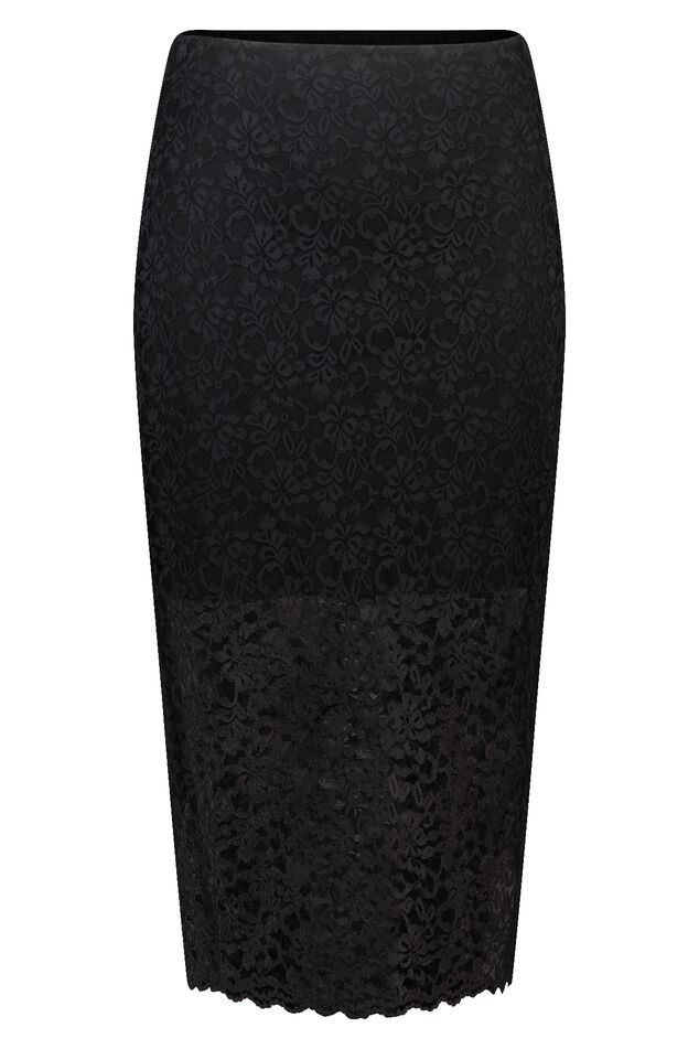 Jupe midi en dentelle avec jupon image number 1