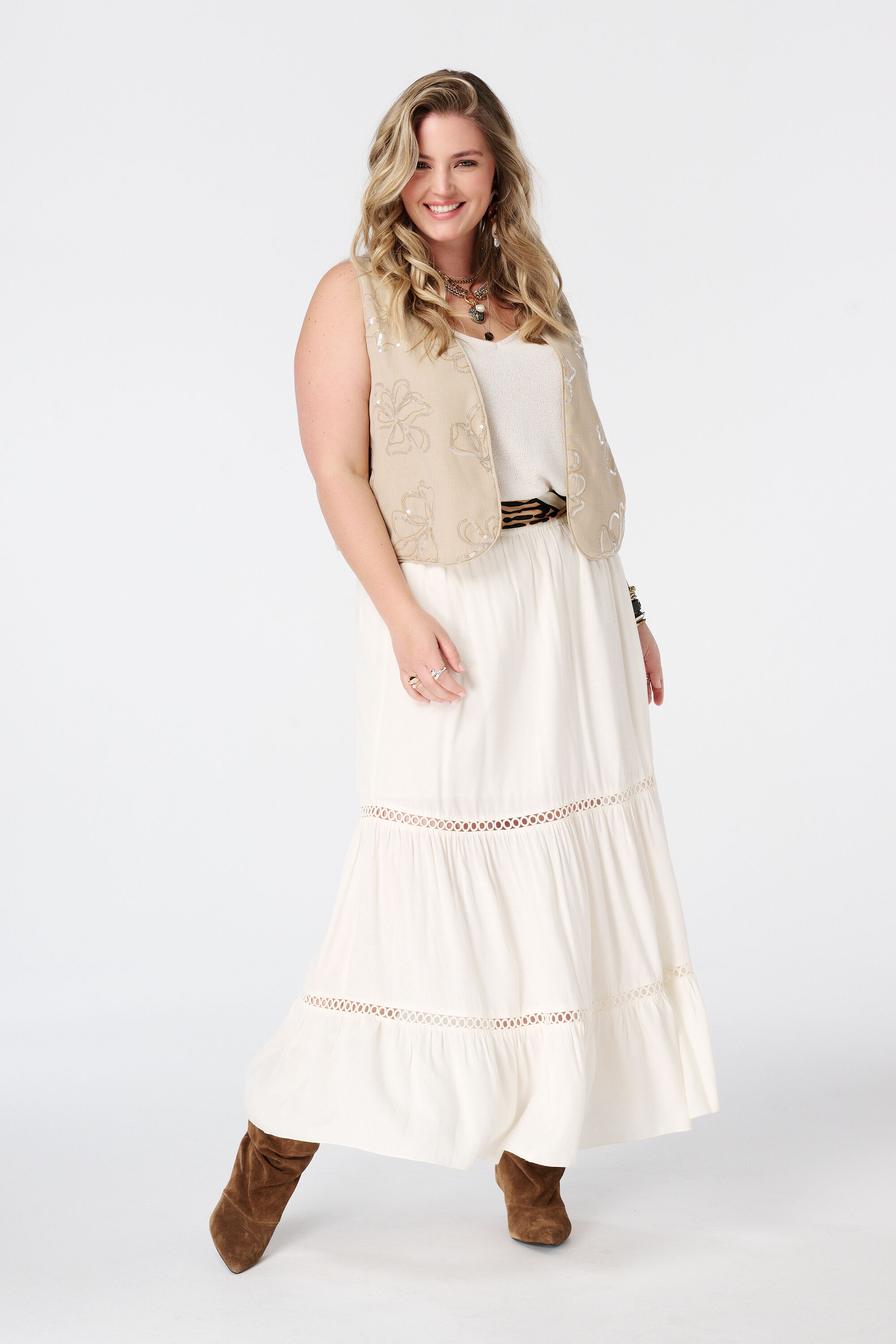 Jupe maxi avec d&eacute;tails en dentelle