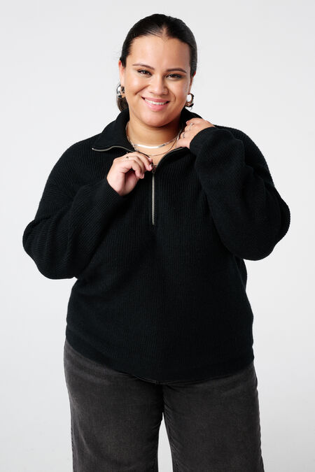 Pull en maille avec fermeture éclair et col rabattu Pull en maille avec fermeture éclair et col rabattu