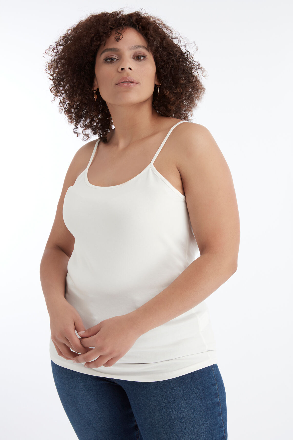 D&eacute;bardeur en coton avec bretelles spaghetti