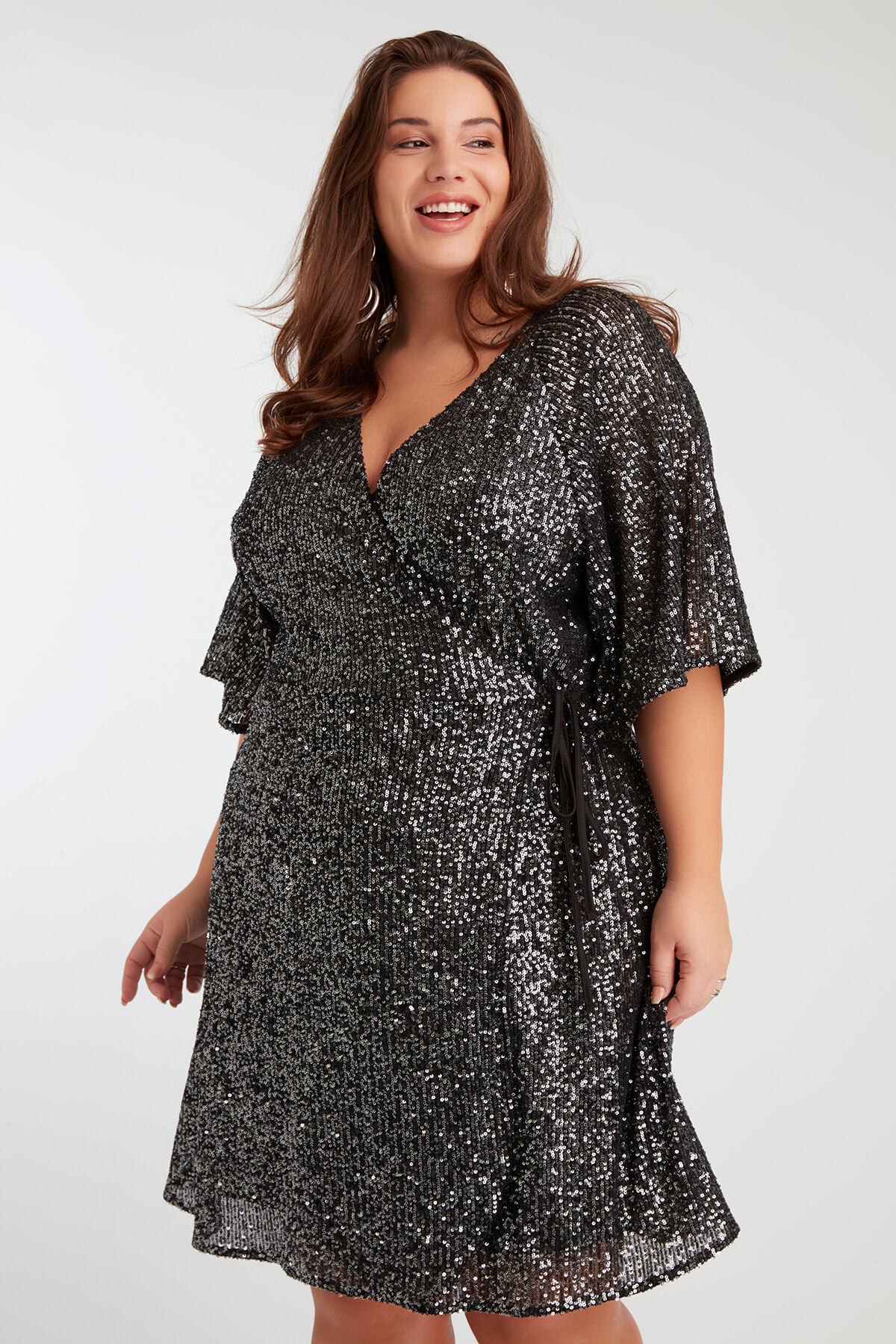 Robe portefeuille &agrave; paillettes image number 6