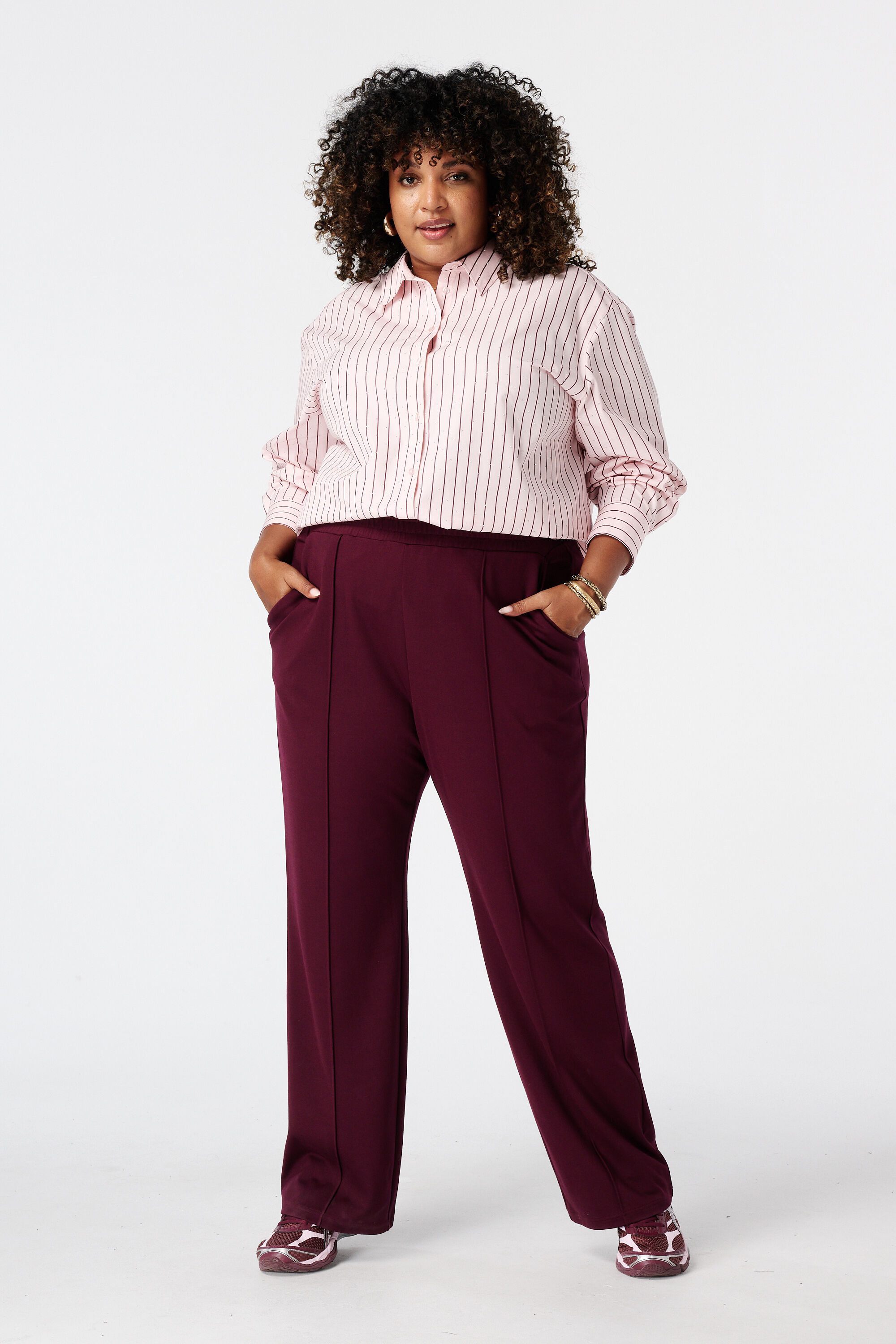 Pantalon wide leg avec taille &eacute;lastique
