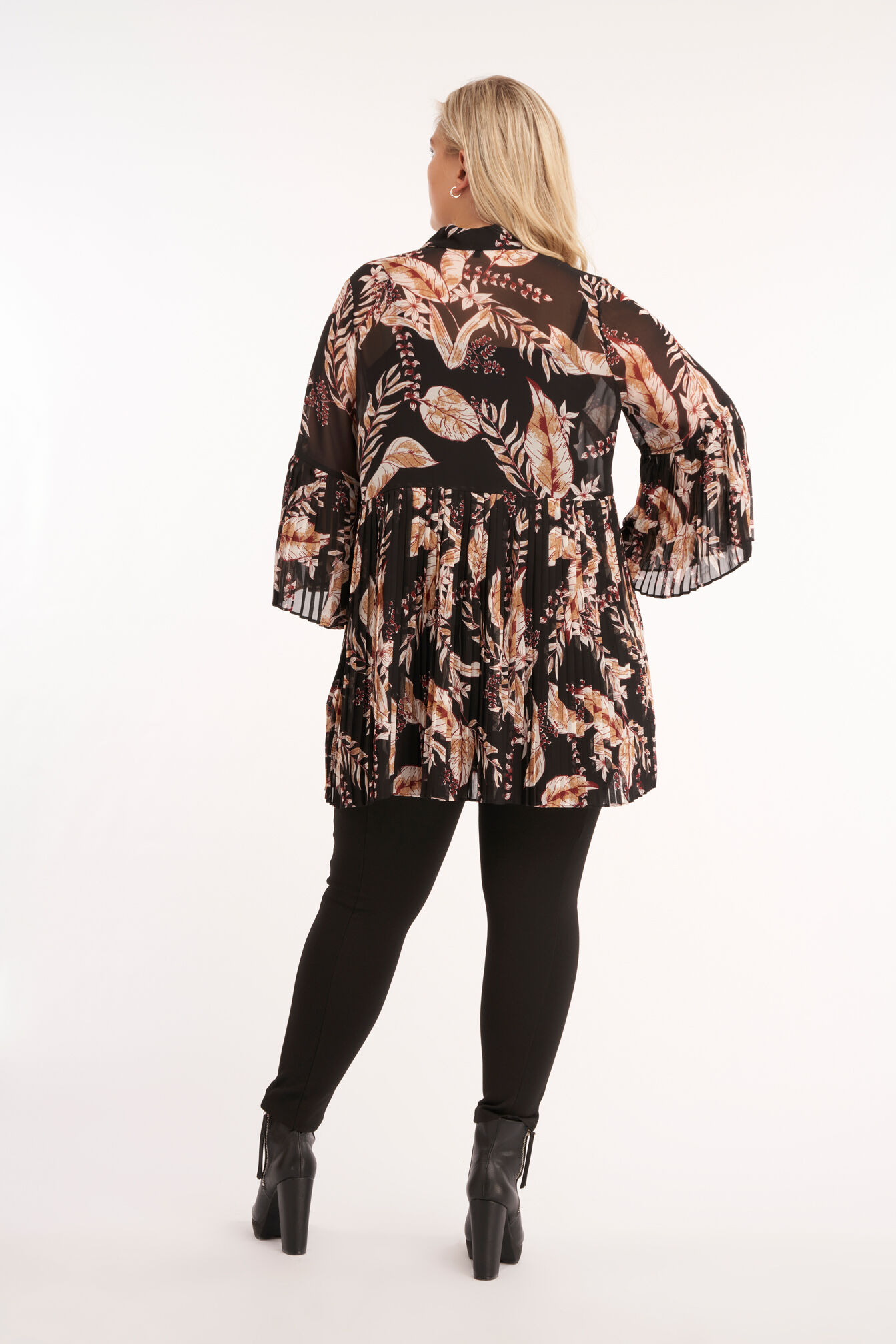 Chemisier long &agrave; manches trompette  image number 3