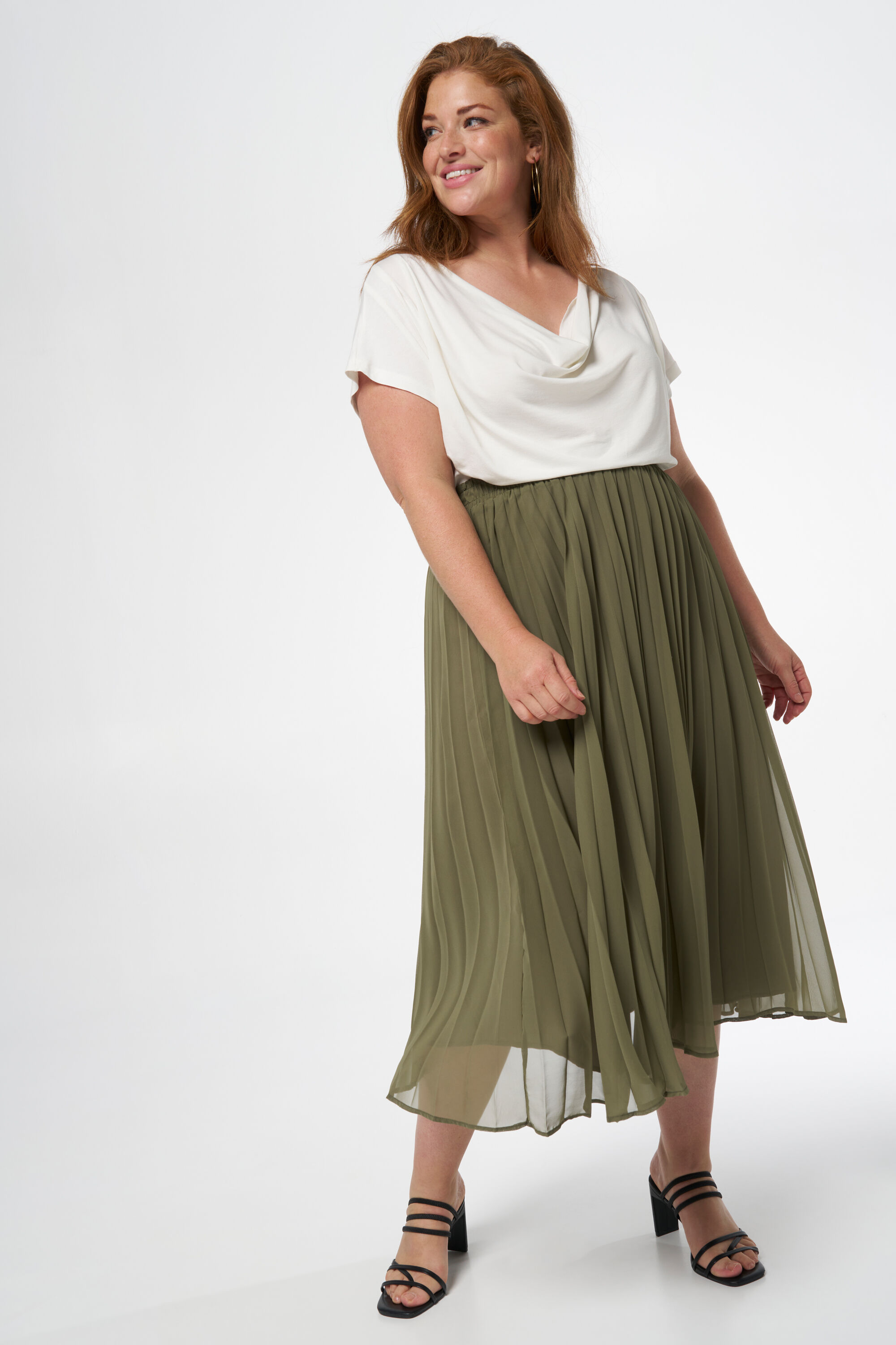 Femmes Jupe plissee Kaki clair MS Mode