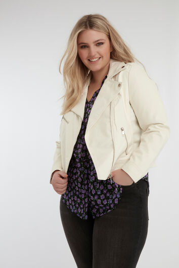 Veste style motard en similicuir