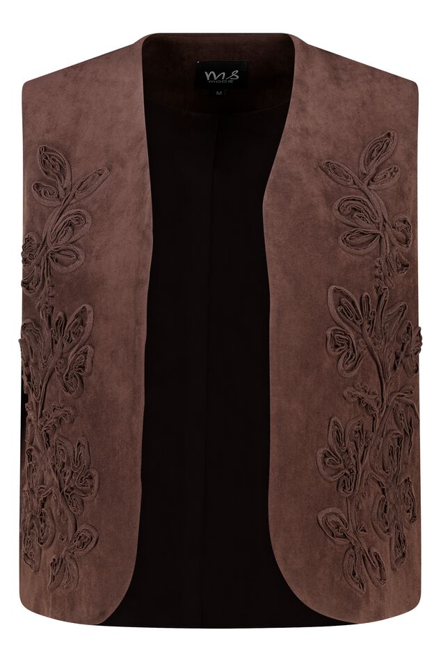 Gilet en suède avec broderies image number 1