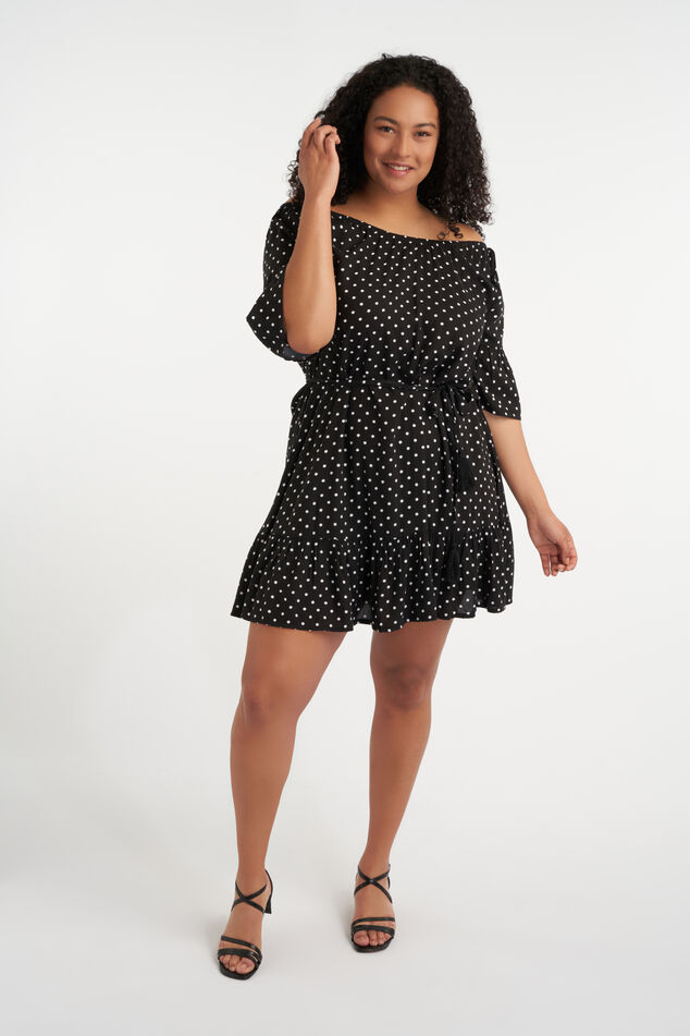 Robe imprimée à épaules dénudées image number 5