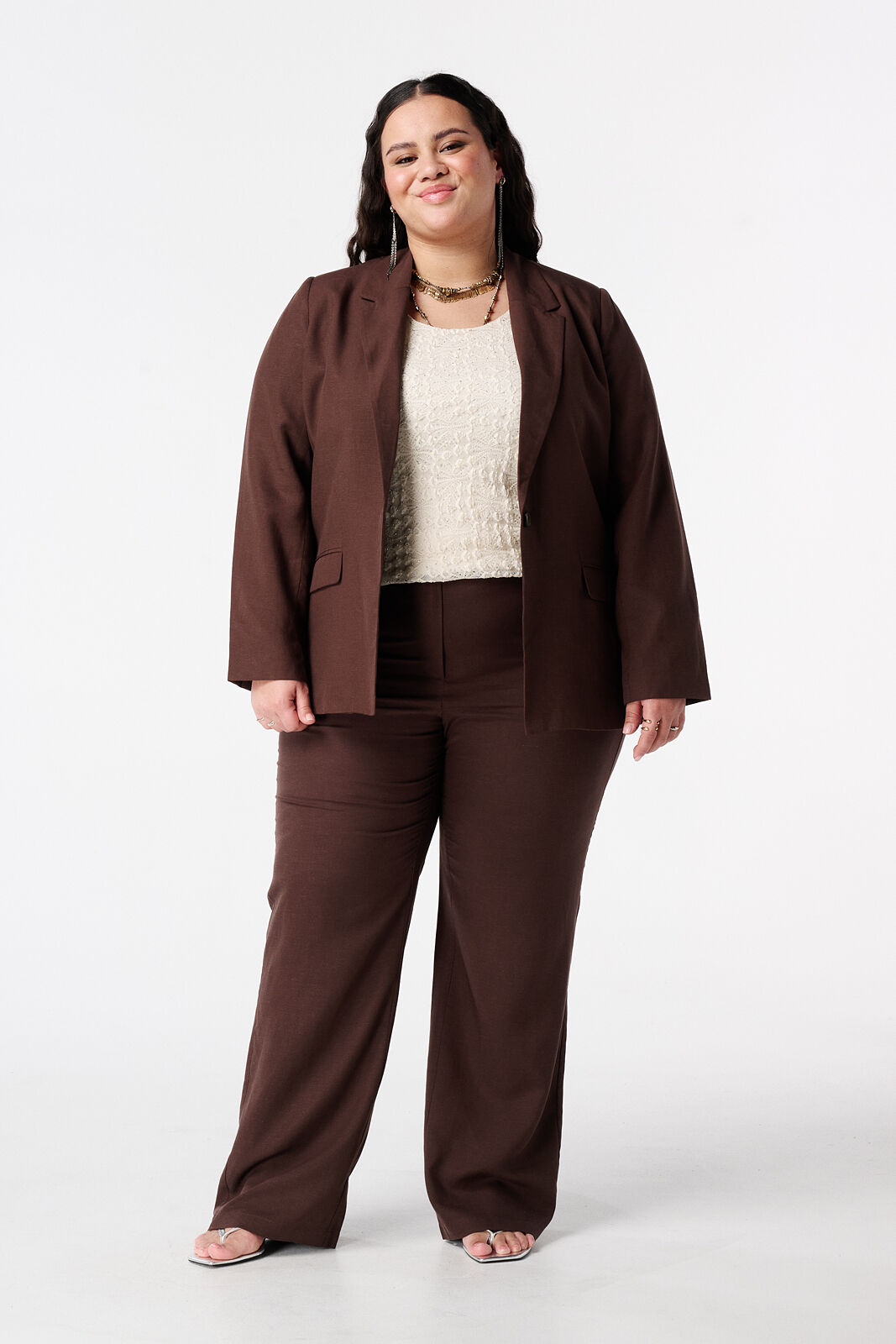 Pantalon wide leg en lin