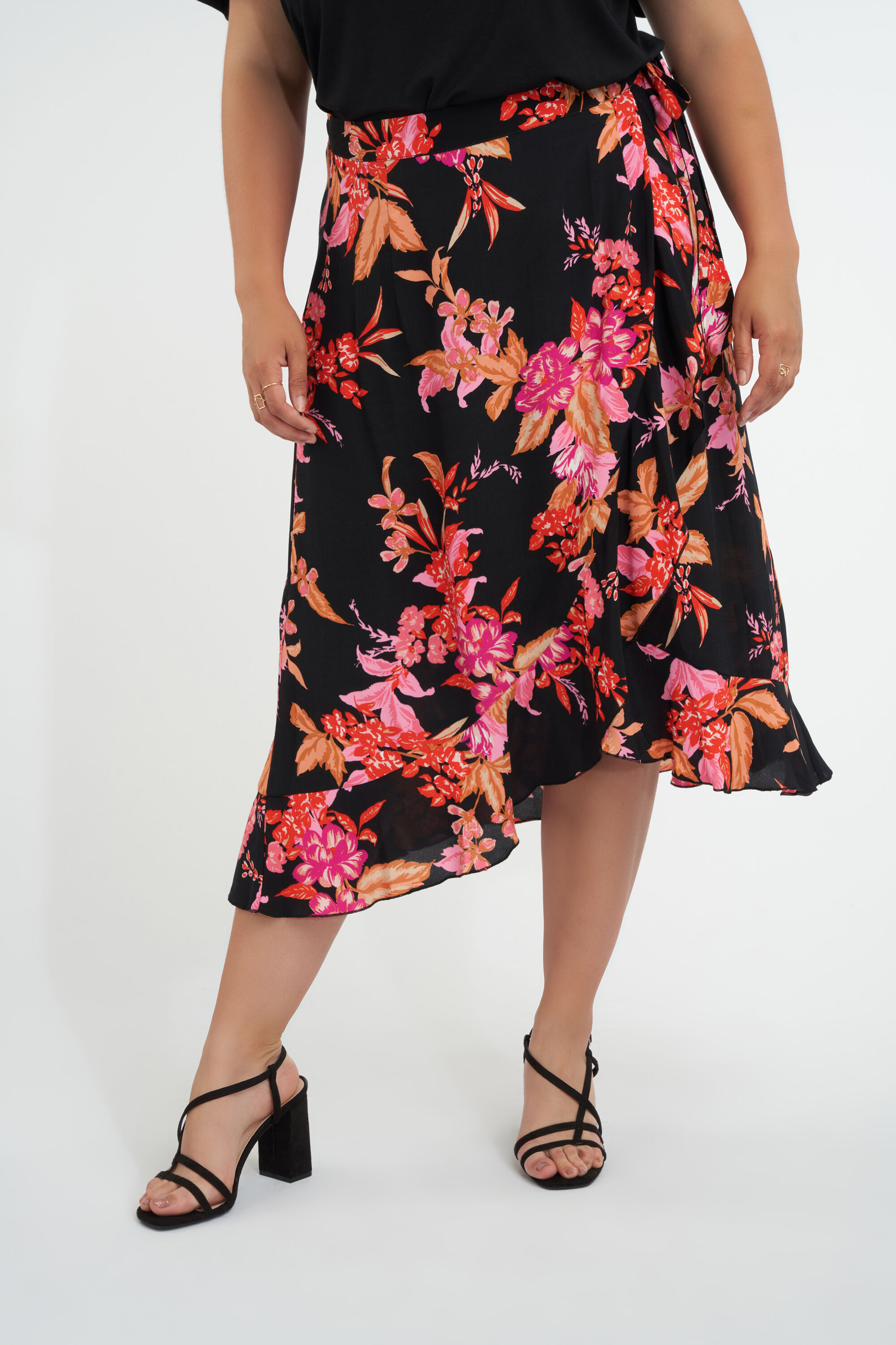 Jupe portefeuille &agrave; imprim&eacute; floral  image number 5