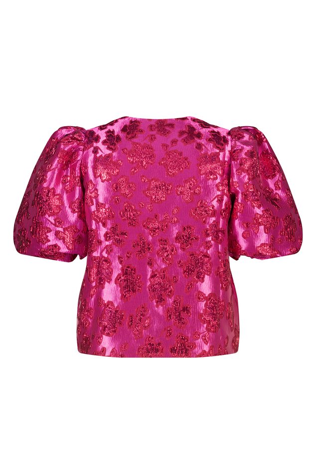 Haut jacquard pailleté à manches bouffantes image number 2