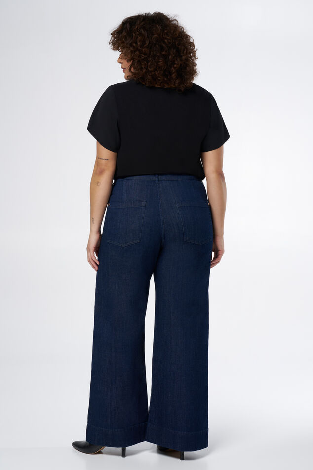 Pantalon en denim avec boutons dorés image number 3