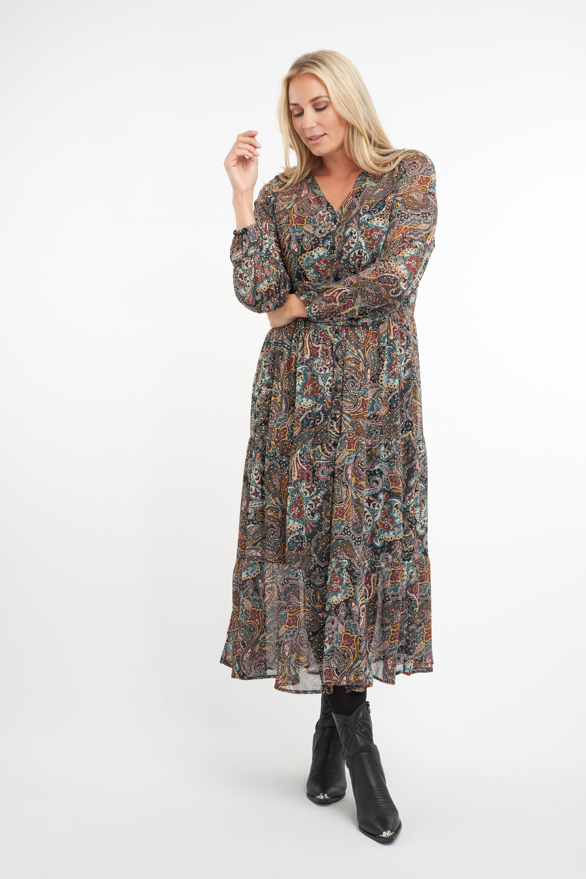 Robe longue avec imprim&eacute; cachemire image number 6