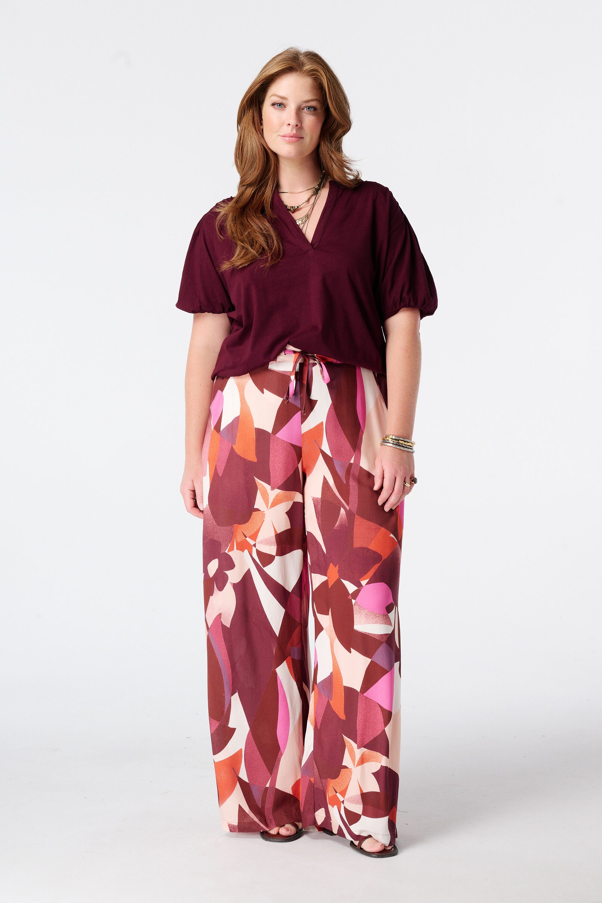 Pantalon wide leg &agrave; imprim&eacute;