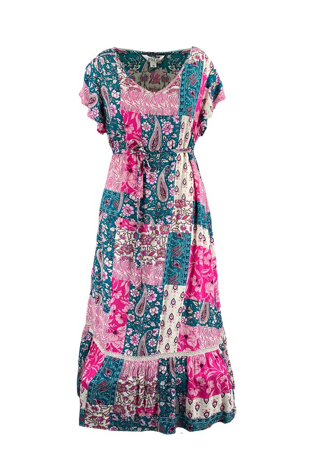 Longue robe à patchwork  image number 1