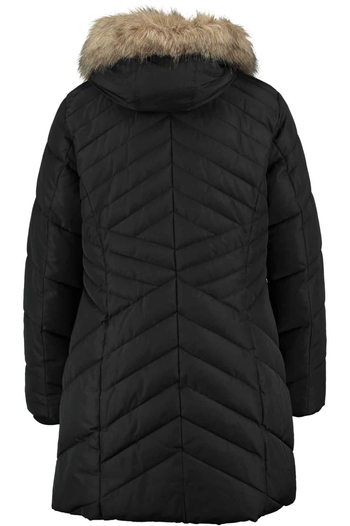 Manteau long avec col en fausse fourrure image number 1