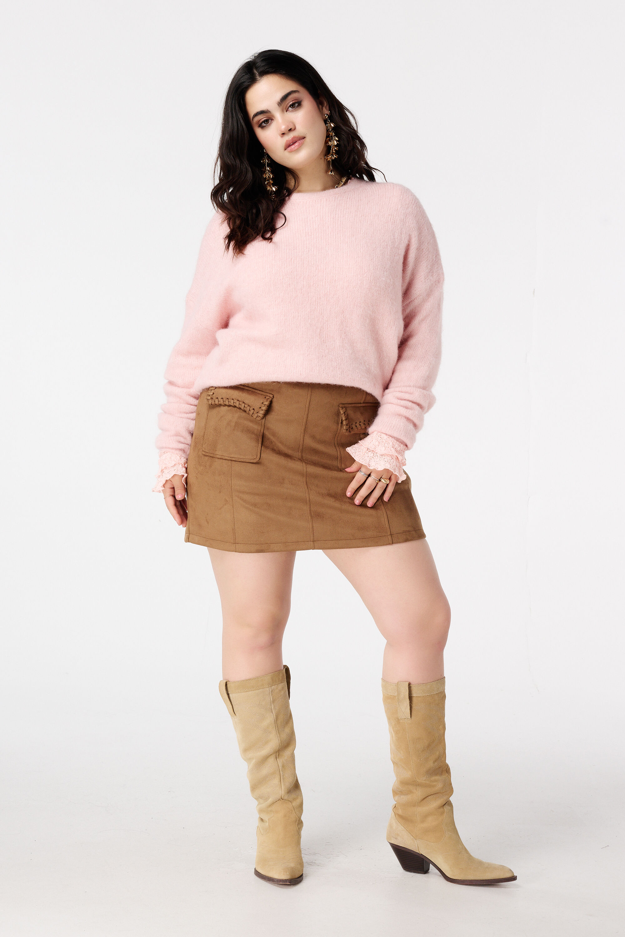 Jupe effet su&eacute;dine avec surpiq&ucirc;res image number 6