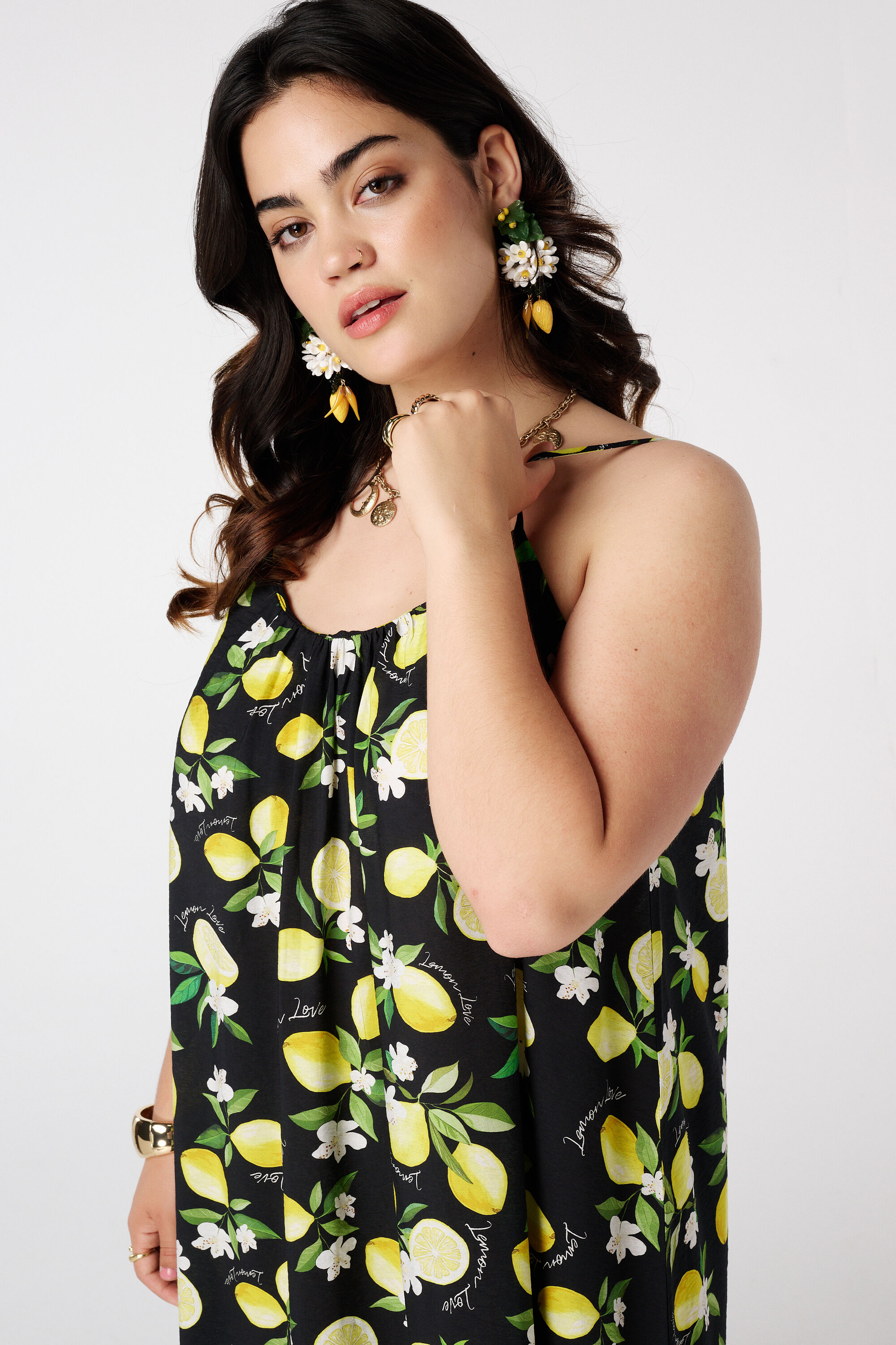 Robe longue &agrave; imprim&eacute; citron image number 4