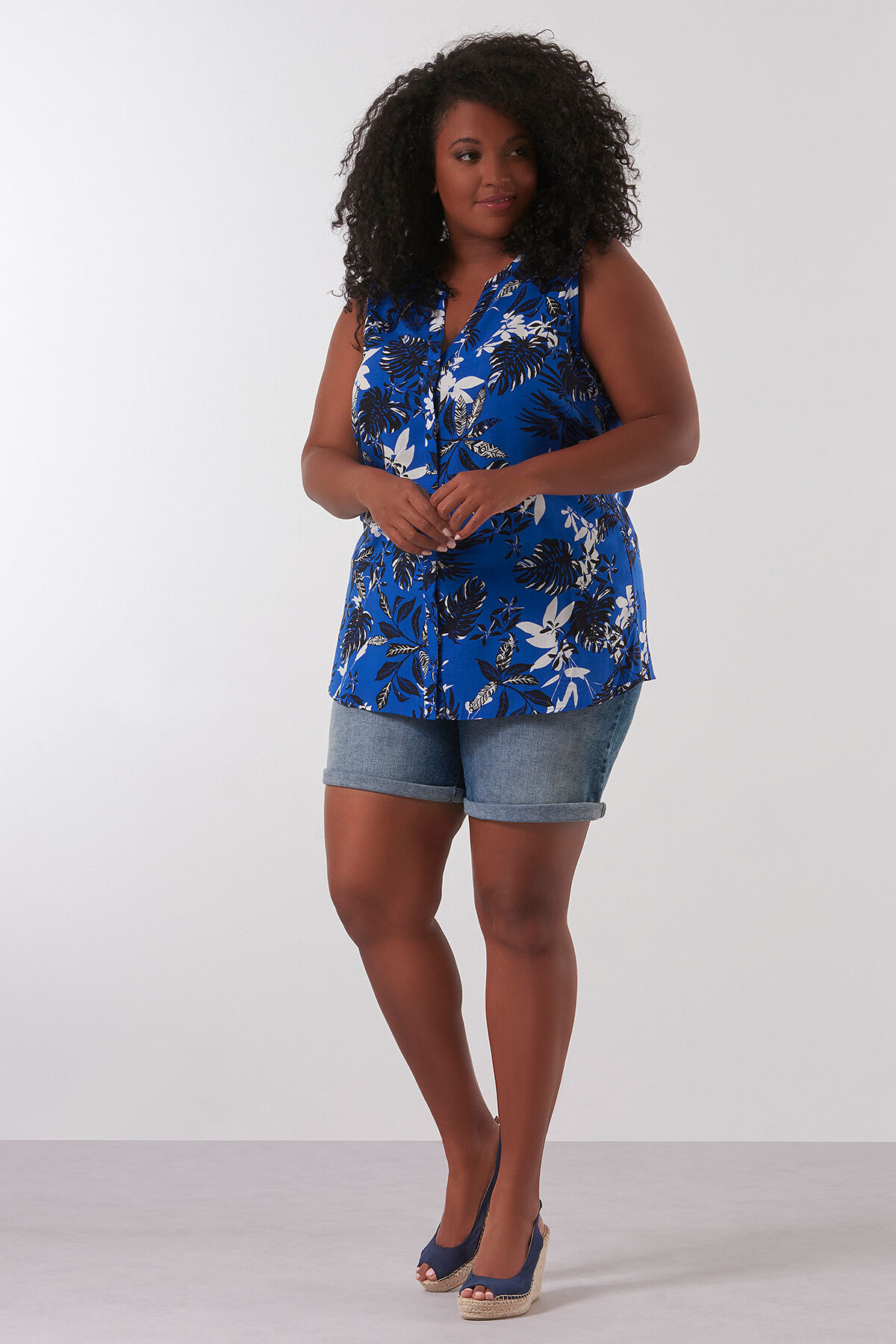 Chemisier sans manches avec imprim&eacute; int&eacute;gral image number 3