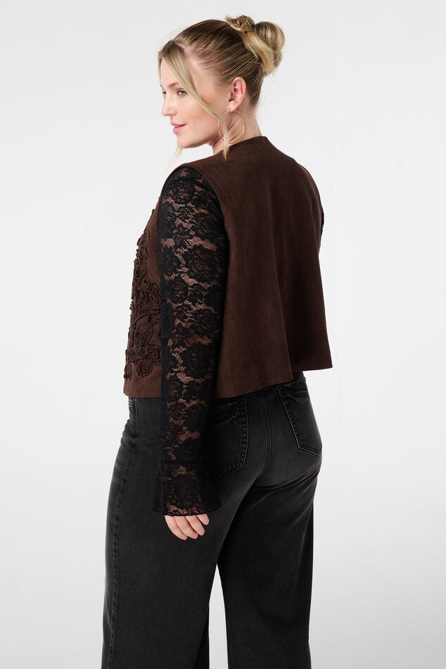 Gilet en suède avec broderies image number 3