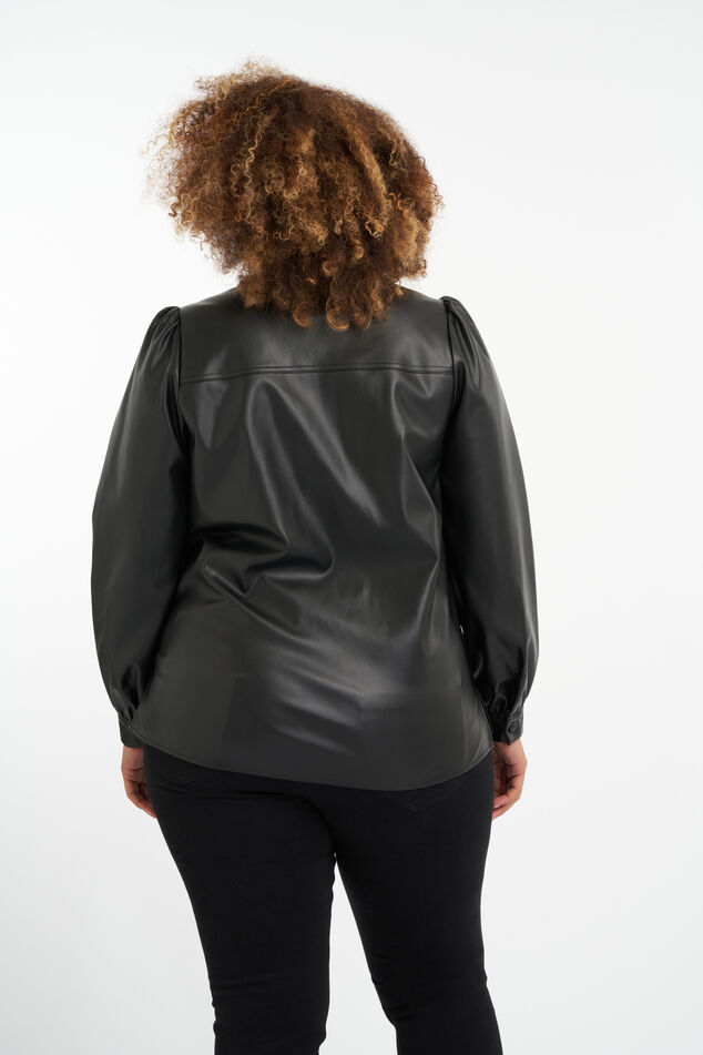 Chemisier en similicuir à manches bouffantes image number 3