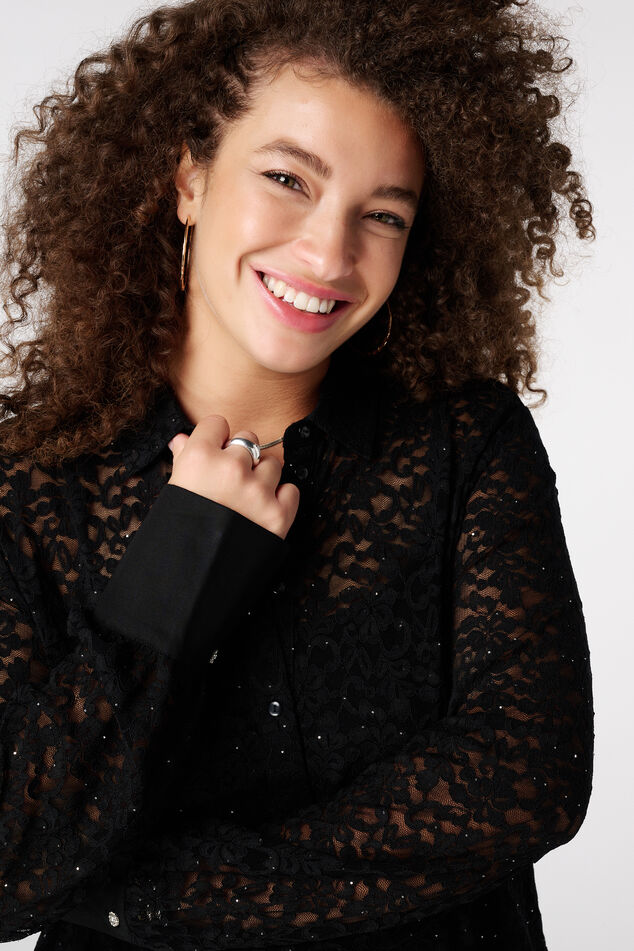 Top en jersey avec dentelle et paillettes image number 4