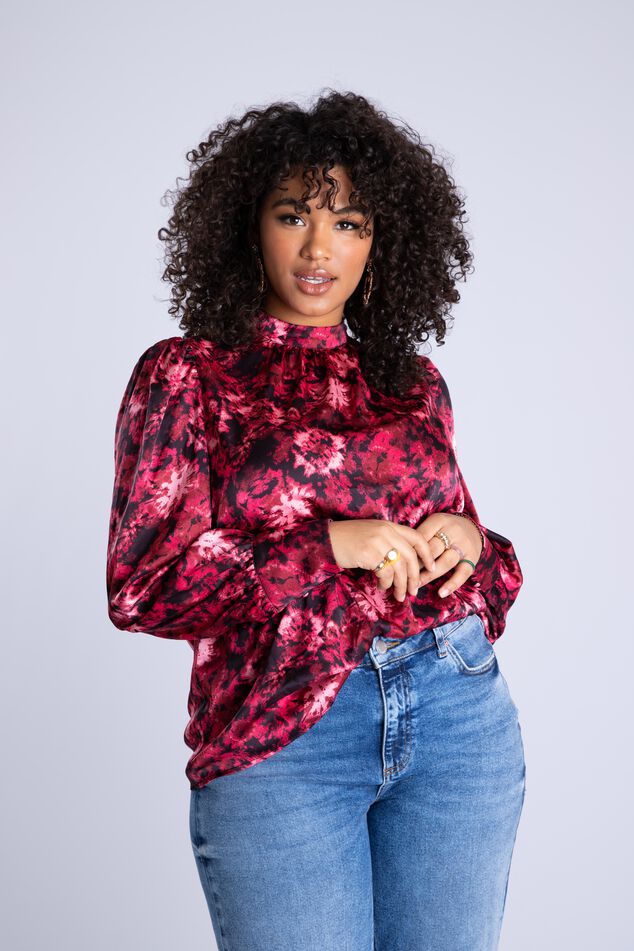 Chemisier satin à imprimé image number 5