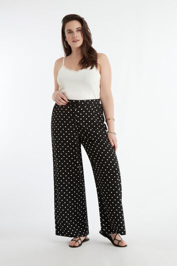 Pantalon large &agrave; pois