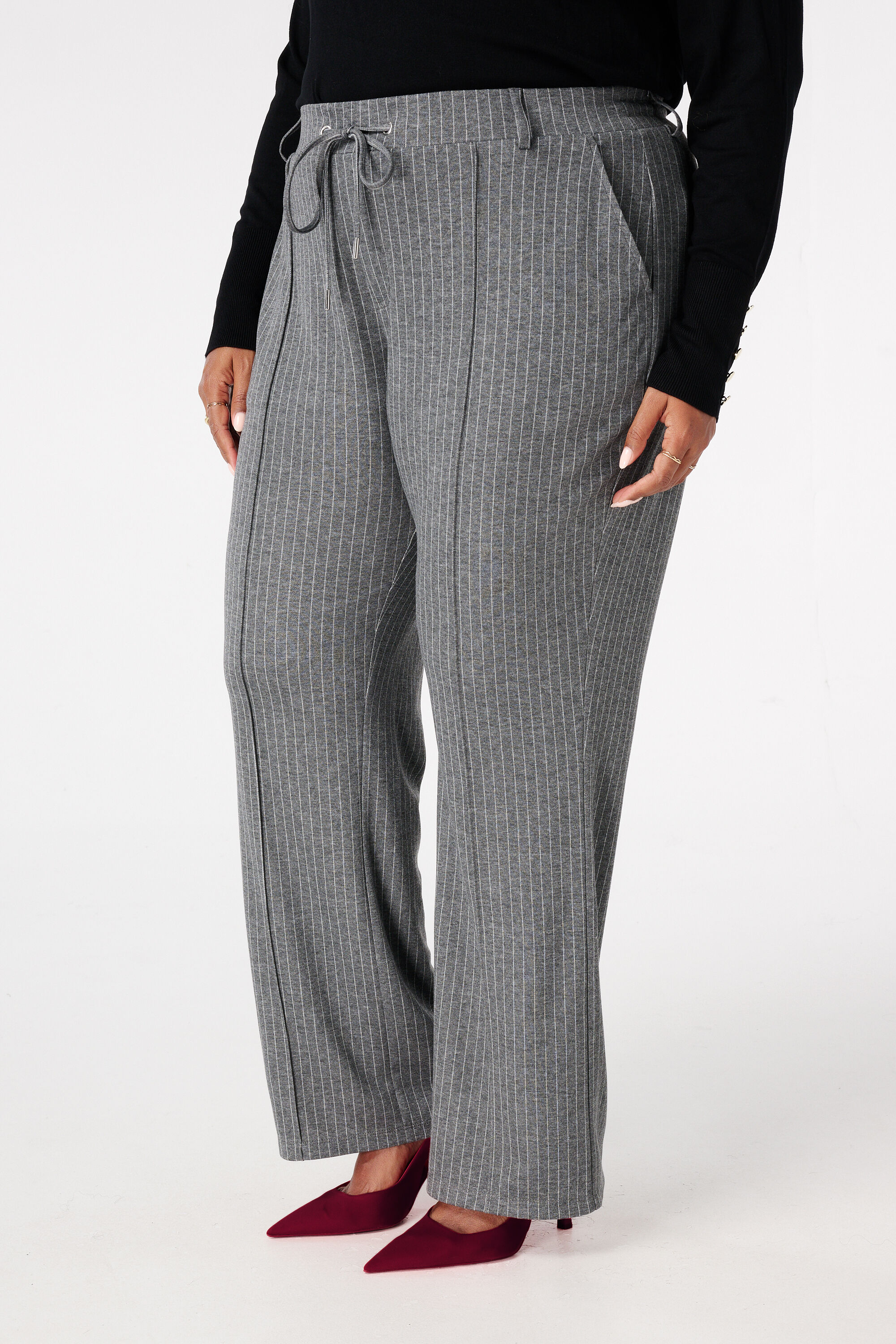 Pantalon &agrave; taille &eacute;lastique et rayures crayon image number 5