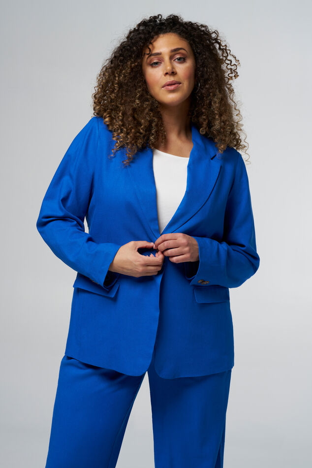 Blazer en lin à coupe droite image number 0