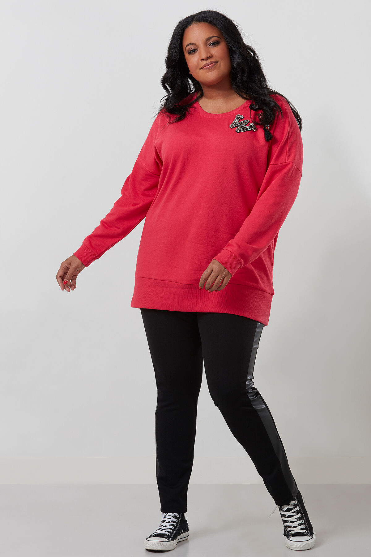 Femmes Leggings avec rayure sportive en cuir synthetique MS Mode