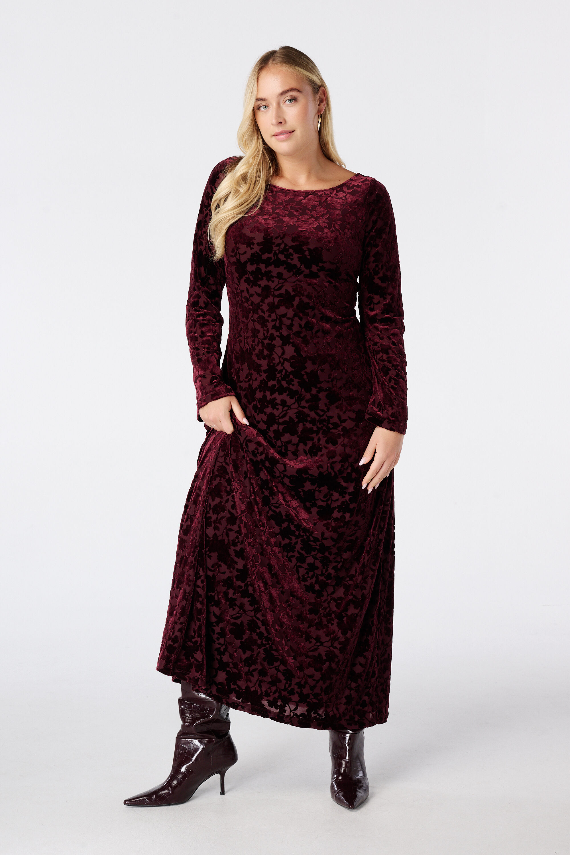 Robe longue en velours