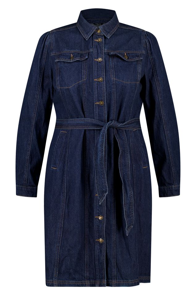 Robe en denim avec ceinture à nouer image number 1