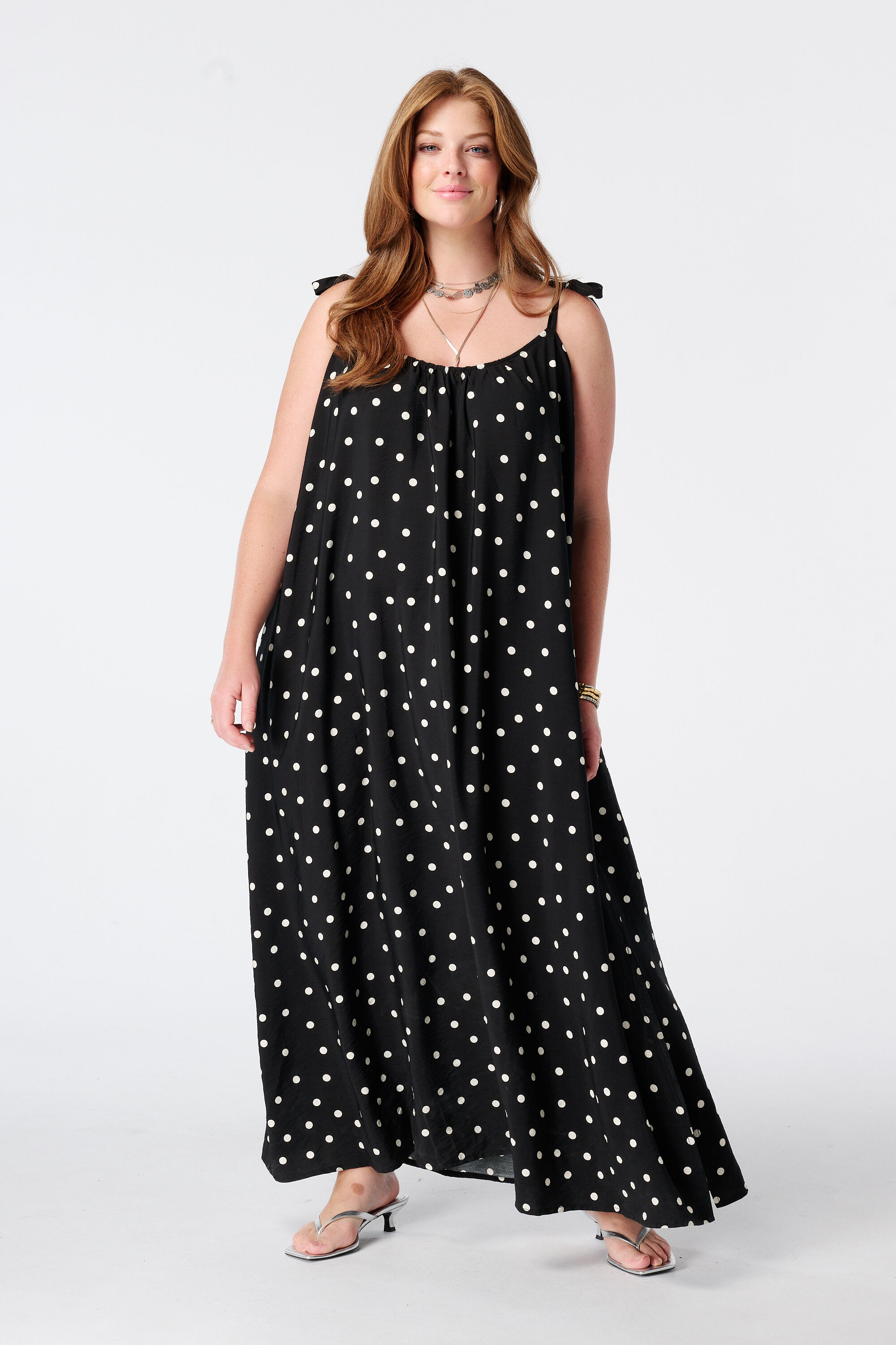 Robe maxi &agrave; pois