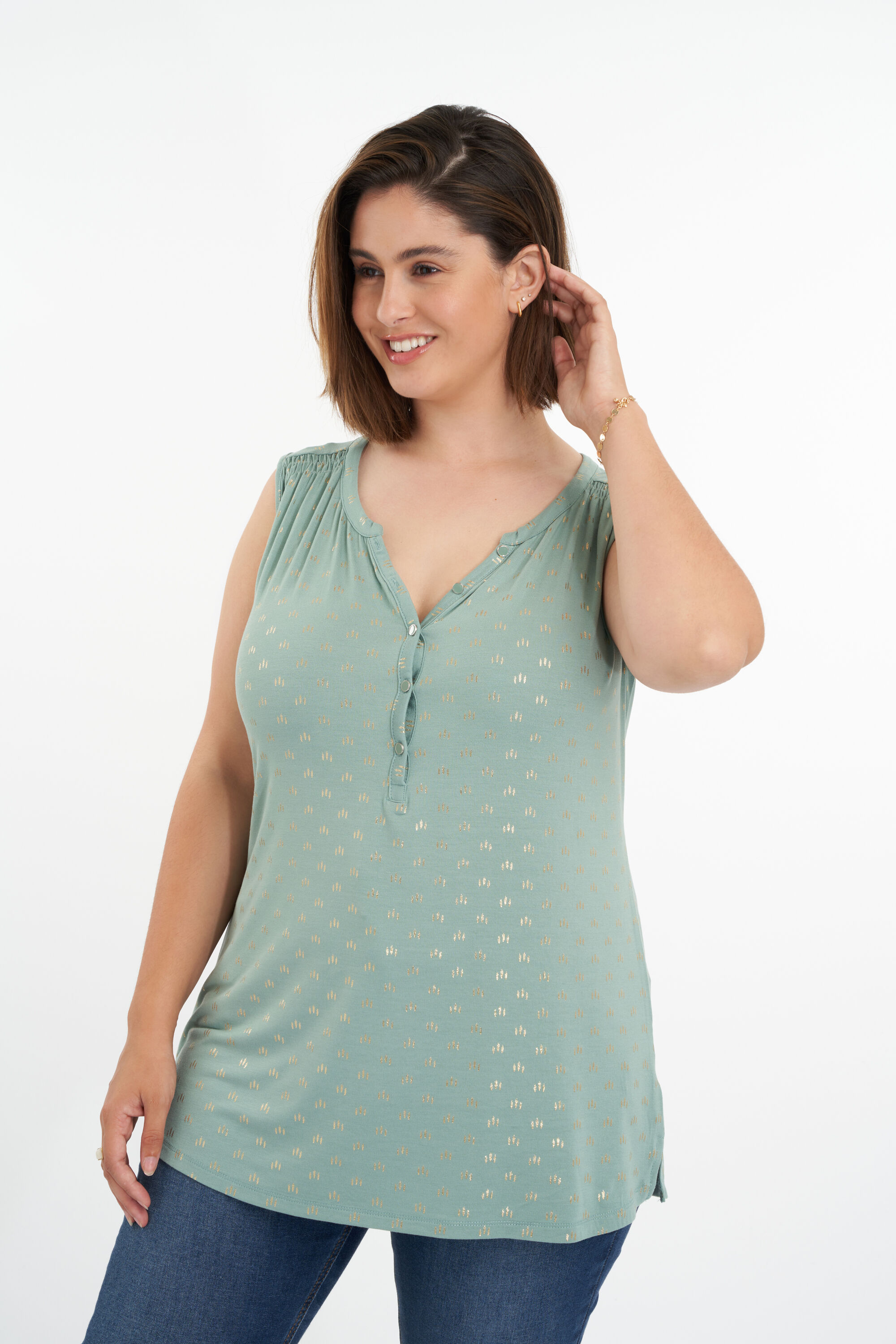 Haut sans manches et &agrave; imprim&eacute;